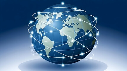 A globe with connecting lines representing global communication and interconnectedness.