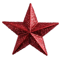 Wall Mural - Shiny red Christmas star bow side view isolate on transparent background