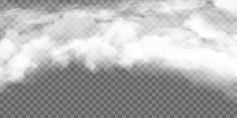 Wall Mural - realistic white fog, smog border transparent special effect