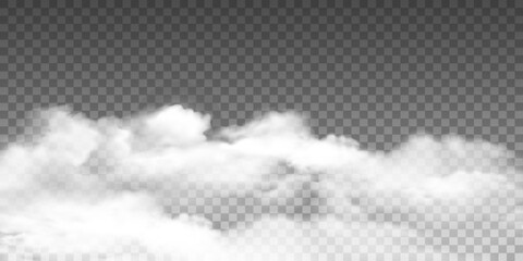 Wall Mural - white realistic fog, smog transparent special effect