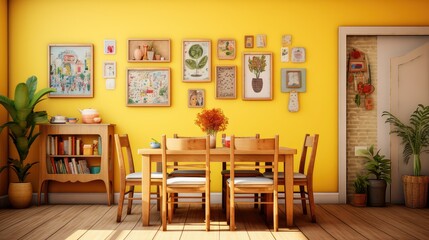 Wall Mural - cheerful yellow wall room