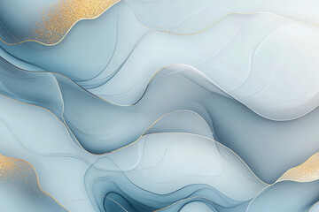 Poster - Elegant abstract waves with soft gradients of blue and white, capturing a soothing and artistic essence in a modern digital artwork.