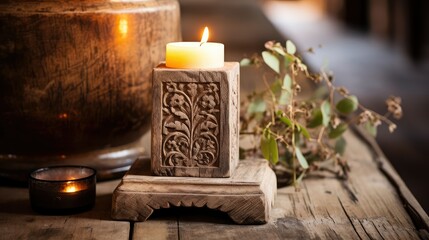 Wall Mural - en wood candle holder