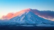 © CreativeOstad - Striking sunrise over a snowy mountain peak, blending pink and blue sky tones, creating a dramatic atmosphere perfect for nature photography, adventure, and travel inspirations