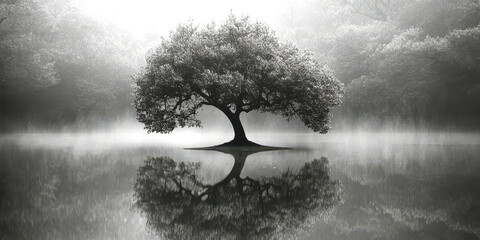 Wall Mural - A tree is reflected in the water