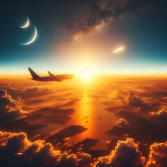Wall Mural - Aerial shot of sun rise over earth. Golden hour concept.Aerial shot of sun rise over earth. Golden hour concept.Aerial shot of sun rise over earth. Golden hour concept.