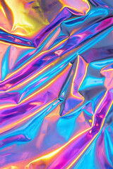 Poster - Vertical Colorful iridescent, holographic rainbow foil texture background.