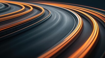 Poster - Abstract motion lines in orange on a dark background, representing speed and movement.