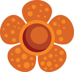 Poster - minimalist drawing of an orange flower with five petals full of small circles