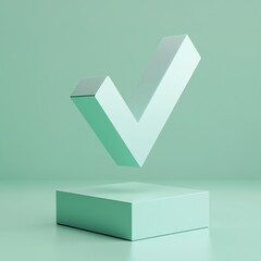 Poster - a 3d green checkmark symbol on a light green background, symbolizing confirmation and success.