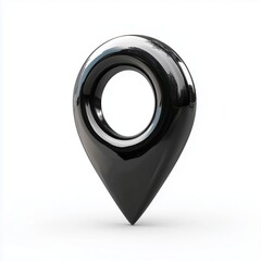 Poster - abstract black location pin icon in 3d glossy style with modern design on white background .