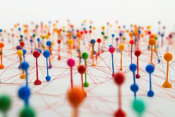 Poster - Abstract Network Connection with Colorful Figures. 