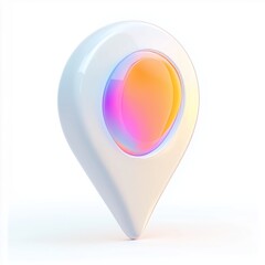 Poster - abstract white location pin icon in 3d glossy style with modern design on white background .