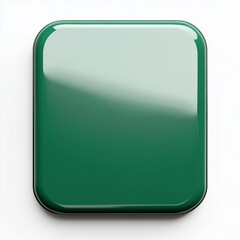 Poster - Blank Mobile application icon, button - green square with round corners. 3d rendering, white background 