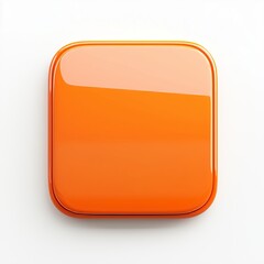 Poster - Blank Mobile application icon, button - orange square with round corners. 3d rendering, white background