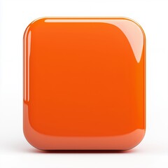 Poster - Blank Mobile application icon, button - orange square with round corners. 3d rendering, white background