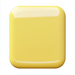 Poster - Blank Mobile application icon, button - pastel yellow square with round corners. 3d rendering, white background