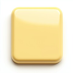 Poster - Blank Mobile application icon, button - pastel yellow square with round corners. 3d rendering, white background