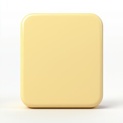 Poster - Blank Mobile application icon, button - pastel yellow square with round corners. 3d rendering, white background