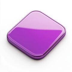 Poster - Blank Mobile application icon, button - violet square with round corners. 3d rendering, white background 