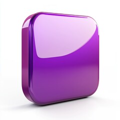 Poster - Blank Mobile application icon, button - violet square with round corners. 3d rendering, white background 