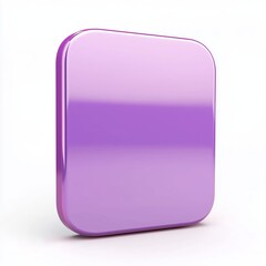 Poster - Blank Mobile application icon, button - violet square with round corners. 3d rendering, white background 