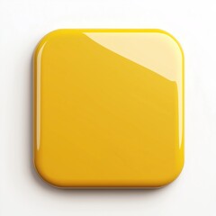 Poster - Blank Mobile application icon, button - yellow square with round corners. 3d rendering, white background