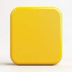 Poster - Blank Mobile application icon, button - yellow square with round corners. 3d rendering, white background