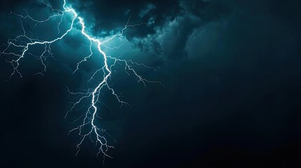 Poster - Dramatic lightning bolt striking through dark storm clouds