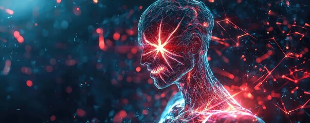Aufkleber - Futuristic humanoid figure with glowing eyes and energy effects.