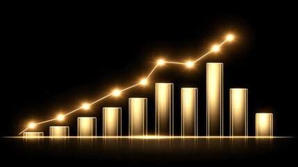 Poster - Golden Growth Chart with Sparkling Highlights