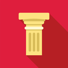 Poster - fluted column showcasing classic architectural design elements, set against a vibrant red backdrop