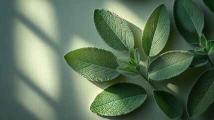 Wall Mural - Sage Leaves in Soft Sunlight