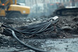 © K2Kstock - Various electrical cables dug from underground, technical work at construction site