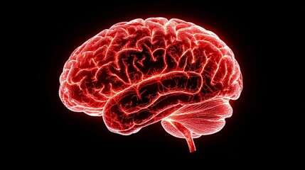 Poster - 3D-rendered brain displaying detailed blood vessels and neural pathways, focusing on potential surgical areas with copy space for text