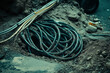 © K2Kstock - Various electrical cables dug from underground, technical work at construction site