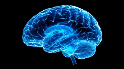 Poster - Anatomical 3D model with labeled brain regions for surgical reference and analysis with copy space for text