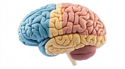 Poster - Color-enhanced 3D brain model showcasing surgical sites in neural tissue for precise educational focus with copy space for text