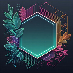 Poster - Colourful abstract floral frame gradient style