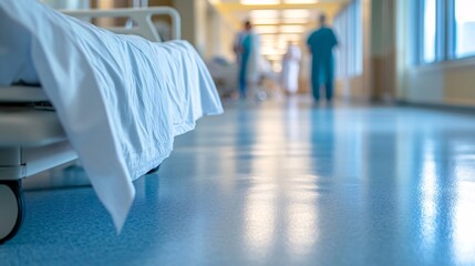 Aufkleber - Young patient lying on a hospital bed as a medical team discusses stroke symptoms nearby with copy space for text