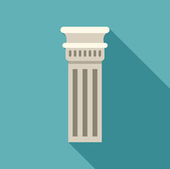Poster - classic architectural column with detailed capital and long shadow on a turquoise background represe