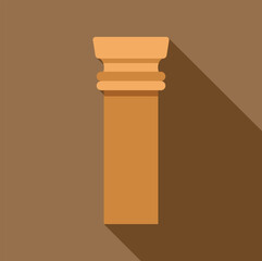 Poster - simple yet elegant, an architectural column stands tall, its long shadow adding depth to the brown b