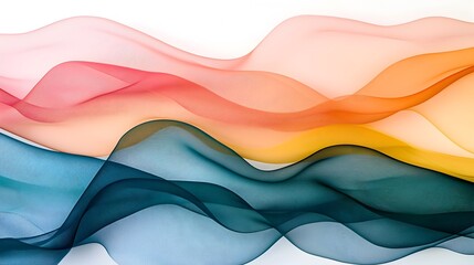 Poster - Soft flowing ribbons of vibrant color gracefully dancing across a clean minimalist white backdrop