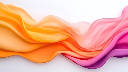 Poster - Soft and dynamic ribbons of vibrant colors flowing and swirling against a clean white backdrop creating an elegant and modern abstract design