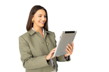 Focused businesswoman using a digital tablet