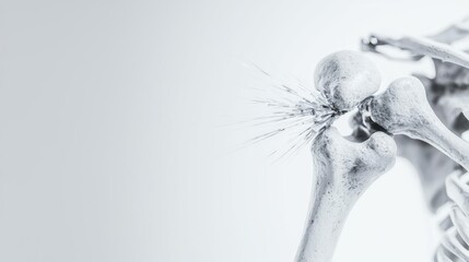 Aufkleber - Close-up view of human skeleton joint highlighted on a white isolated background.