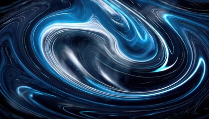 Poster - Celestial Energy Flow in Deep Space. Dynamic Blue and White Cosmic Swirls and Stars, Capturing the Mystical Movement of a Nebula in Abstract, Perfect for Sci-Fi, Futuristic Art, and Technology Themes