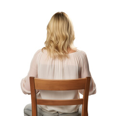 Wall Mural - woman sitting on chair isolated on transparent background cutout