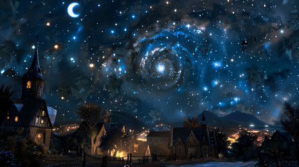 Wall Mural - starry night scene