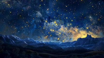 Wall Mural - starry night scene